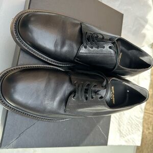 Saint Laurent Black Leather Derby Lace-Up Shoes